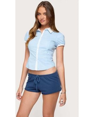 Edikted Saide Contrast Tailored Button Up Shirt - Blue