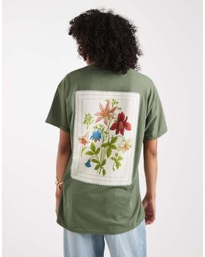 Miss Selfridge Tapestry Floral Graphic Tshirt - Green