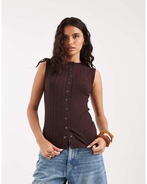River Island Tanktop Met Knoopsluiting - Paars