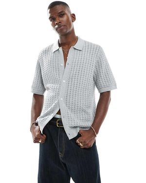 Jack & Jones Knit Button Through Polo - Grey