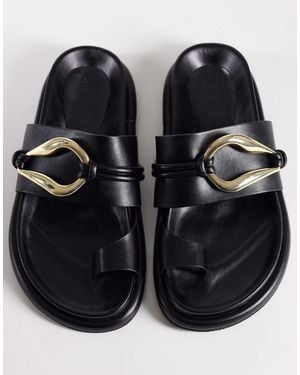 ASOS Francisco Footbed Sandal With Metal Trim - Black