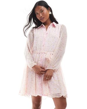 Vero Moda Smilla Flippy Belted Shirt Dress - Pink