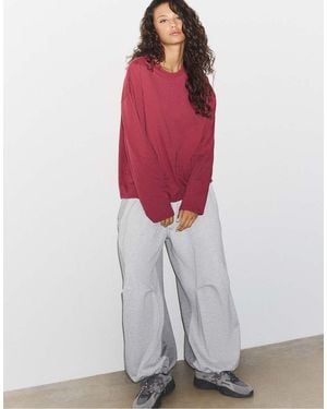 Stradivarius Boxy Long Sleeve T-shirt - Red
