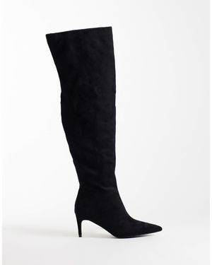 Public Desire Public desire coupe large ellen bottes montantes à bout pointu et talon en en daim synthétique - Noir
