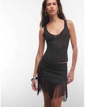 ASOS Fringe Low Rise Mini Skirt - Black
