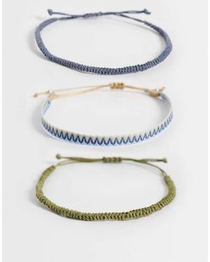 ASOS 4 Pack Plaited And Woven Rope Puller Bracelet - White