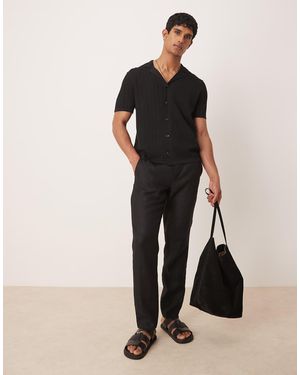 Mango Pantalones Negros De Corte Superslim De Lino De
