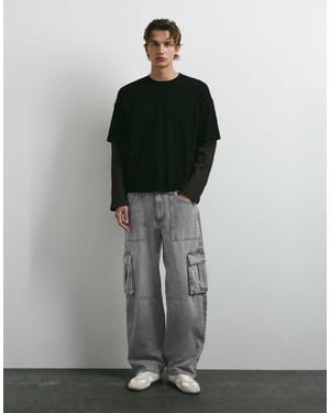 Pull&Bear Relaxed cargo-jeans - Grau