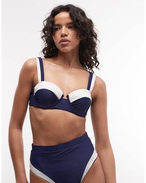 River Island Colour Block Balconette Bikini Top - Blue