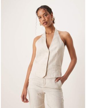 Mango Linnen Gilet - Grijs