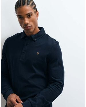 Farah Irwin Polo A Maniche Lunghe Con Logo - Blu