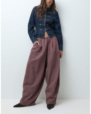 Collusion Pantaloni Balloon Ampi Xl A Righe Marroni - Marrone
