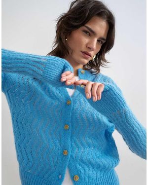TOPSHOP Cardigan Leggero Traforato - Blu