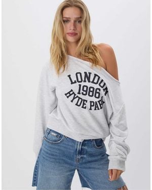 Stradivarius – schulterfreies sweatshirt - Weiß