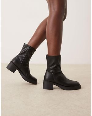 ASOS Wide Fit Raven Smart Mid-heel Boots - Natural