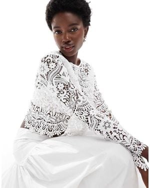 TFNC London Crop Top Da Sposa - Bianco