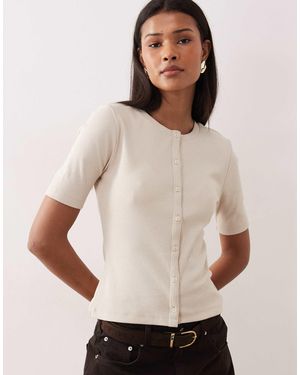 Threadbare Top boutonné à manches courtes - écru - Neutre