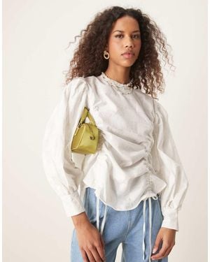 Ghospell Long Sleeve Drawstring Top - White
