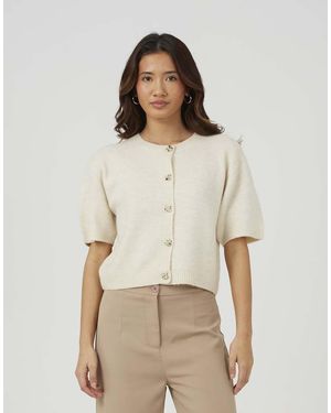 Brave Soul Short Sleeve Jersey Knit Cardigan - Natural