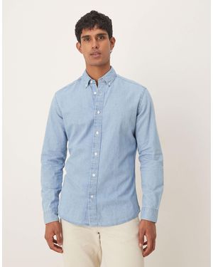 Mango – hemd aus baumwollmix - Blau