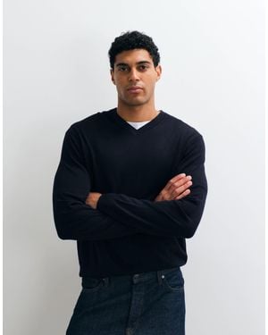 ARKET Merino Wool V-neck Sweater - Blue