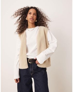 ASOS Borg Gilet With Binding - Blue