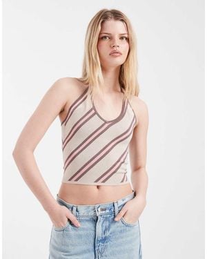Cotton On Halter Knit Top With Contrast Bind - White
