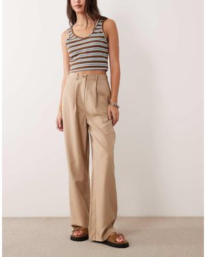 Miss Selfridge Tailored Wide Leg Trousers - Natural