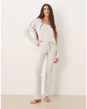 Hollister Gilly Hicks Mid Rise Flare Cosy Waffle Trousers Co-Ord - Natural