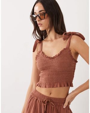 Iisla & Bird Crop top noué - marron moka