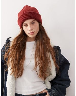 Monki – gerippte strickmütze - Braun