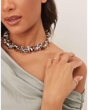 ASOS Gelaagde Choker Ketting Met Grijze Imitatiezoetwaterparels - Grijs