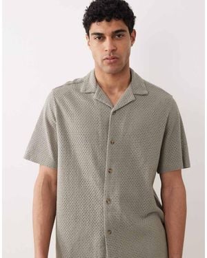 ASOS Oversized Revere Textured Shirt - Grey