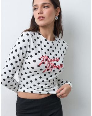 ASOS Disney Minnie Print Polka Dot Baby Tee - Gray