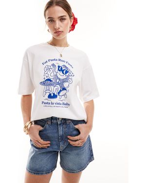 JJXX T-shirt With Pasta Chest Print - White