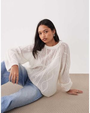 ARKET Cable Knit Crew Neck Jumper - Pink