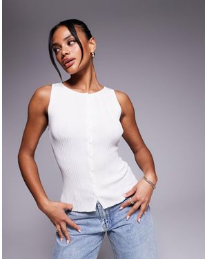Princess Polly Fine Rib Button Through Sleeveless Top - Purple