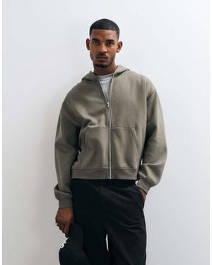 ASOS Essentials Oversized Boxy Zip Up Hoodie - Grey