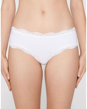 Tezenis Lace And Microfibre French Knickers - White