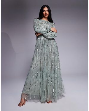 Beauut Jana Embellished Long Sleeve Maxi Dress - Gray