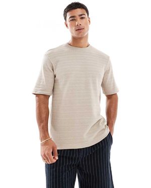 Only & Sons Textured Knit T-shirt - Natural