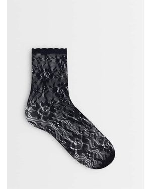 Vero Moda Calcetines Transparentes Con Borde Ondulado En - Negro