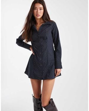 Miss Selfridge Fitted Poplin Shirt Dress - Blue