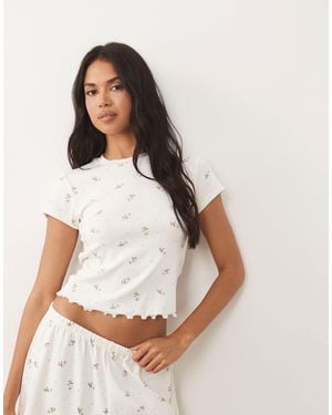 ASOS Mix & Match Pointelle Pajama Baby Tee - White