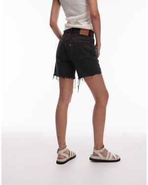 Levi's 501 Mid Thigh Shorts With Distressed Hem - Black