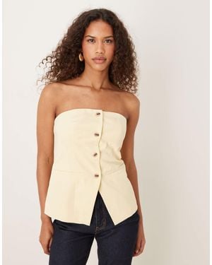Vila Mix & Match Bandeau Tailored Waistcoat Co-ord - Natural
