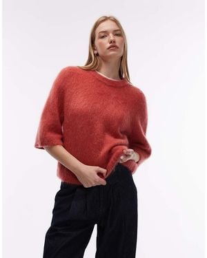 & Other Stories Mohair And Wool Mix Short Sleeved Boxy Jumper - Red