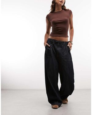 Collusion Chambray Balloonjeans Met Donkere Rinse-Wassing - Blauw