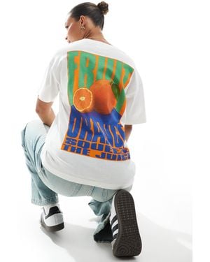 Pull&Bear – oversize-t-shirt - Weiß