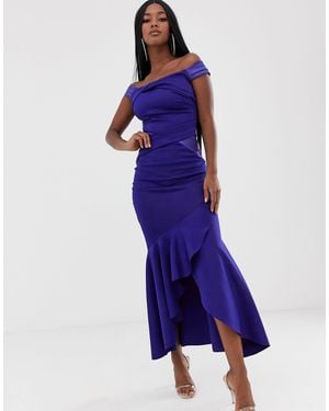 Lipsy Scuba Bardot Maxi Dress - Blue